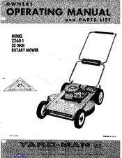 Yard-Man 2260-1 Owners Operating Manual And Parts List
