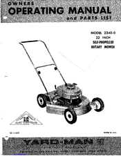 Yard-Man 2340-0 Operating Manual And Parts List