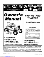 Yard-Man 999 Series Owner's Manual