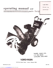 Yard-Man 7100-1 Operating Manual And Parts List
