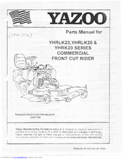 Yazoo Commercial Front Cut Rider YHRLK20 Parts Manual