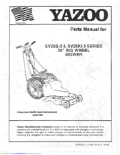 Yazoo SV26B-3 Series Parts Manual