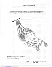 Yazoo SV30W Illustrated Parts List
