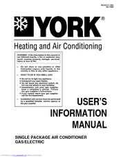 York Heating & AIR CONDITIONER User's Information Manual