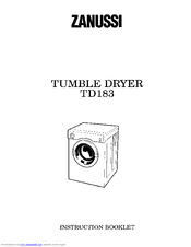 Zanussi TD183 Instruction Booklet