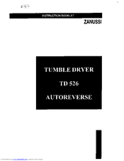 Zanussi TD526 Instruction Booklet