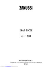 Zanussi GAS HOB ZGF 681 Instruction Booklet