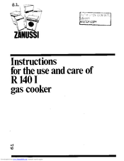 Zanussi R 140 I Instructions For Use And Care Manual