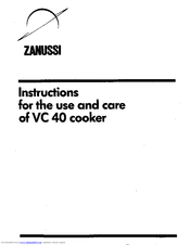 Zanussi VC 40 Instructions For The Use And Care