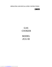 Zanussi ZCG ID Operating And Installation Instructions