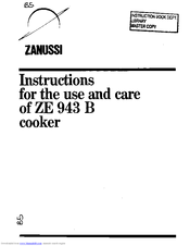 Zanussi ZE 943 B Instructions For Use And Care Manual