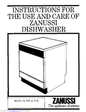 Zanussi DW 65 TCR Instructions For Use And Care Manual