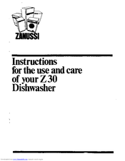Zanussi Z 30 Instructions For Use And Care Manual