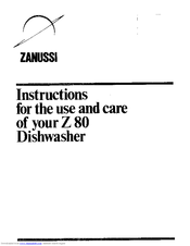 Zanussi Z 80 Use And Care Manual