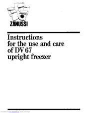 Zanussi DV67 Instructions For The Use And Care