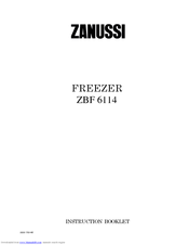 Zanussi ZBF 6114 Instruction Booklet