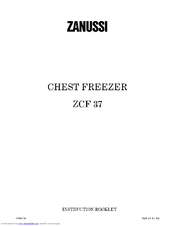 Zanussi ZCF 37 Instruction Booklet