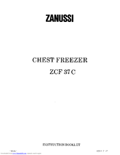 Zanussi ZCF 37C Instruction Booklet