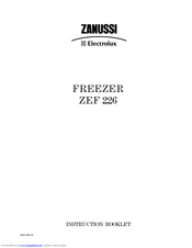 Zanussi Electrolux ZEF 226 Instruction Booklet