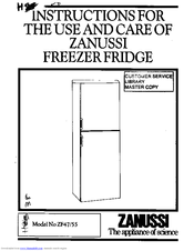 Zanussi ZF47/55 Instructions For The Use And Care
