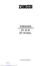 Zanussi ZV 45 RAL Instruction Booklet