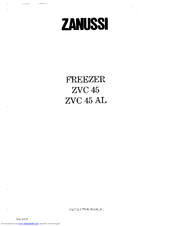 Zanussi zvc45 Instruction Booklet