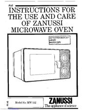 Zanussi MW 152 Instructions For Use And Care Manual