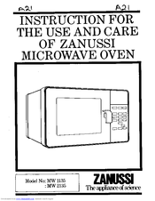 Zanussi MW 2135 Instructions For Use And Care Manual