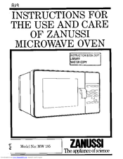 Zanussi MW 185 Instructions For Use And Care Manual
