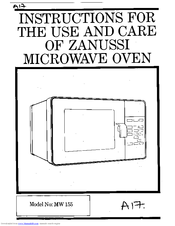 Zanussi MW155 Use And Care Instructions Manual