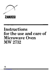 Zanussi MW 2732 Instructions For Use And Care Manual