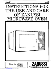 Zanussi MW182 Use And Care Instructions Manual