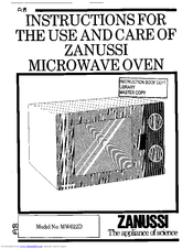 Zanussi MW622D Instructions For Use And Care Manual