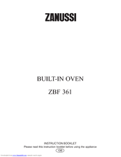 Zanussi ZBF 361 Instruction Booklet