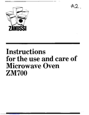 Zanussi ZM700 Instructions For Use And Care Manual