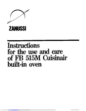 Zanussi Cuisinair FB 515M Use And Care Instructions Manual