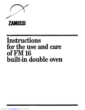 Zanussi FM 16 Use And Care Instructions Manual