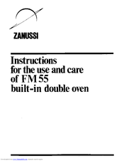 Zanussi FM 55 Use And Care Instructions Manual