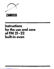 Zanussi FM22 Use And Care Instructions Manual