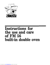Zanussi FM56 Use And Care Instructions Manual