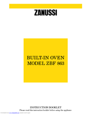 Zanussi ZBF 863 Instruction Booklet