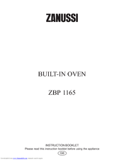 Zanussi ZBP 1165 Instruction Booklet