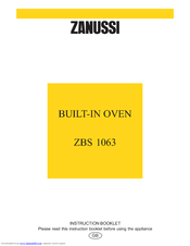 Zanussi ZBS 1063 Instruction Booklet