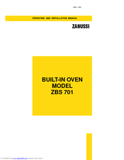 Zanussi ZBS 701 Operating And Installation Manual