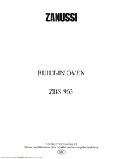 Zanussi ZBS 963 Instruction Booklet