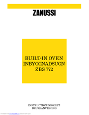 Zanussi ZBS 772 Instruction Booklet
