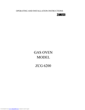 Zanussi ZCG 6200 Operating And Installation Instructions