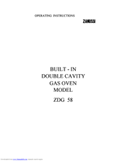 Zanussi ZDG 58 Operating Instructions Manual