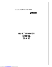 Zanussi ZSA 35 Operating And Installation Manual