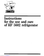 Zanussi RF 5602 Use And Care Instructions Manual